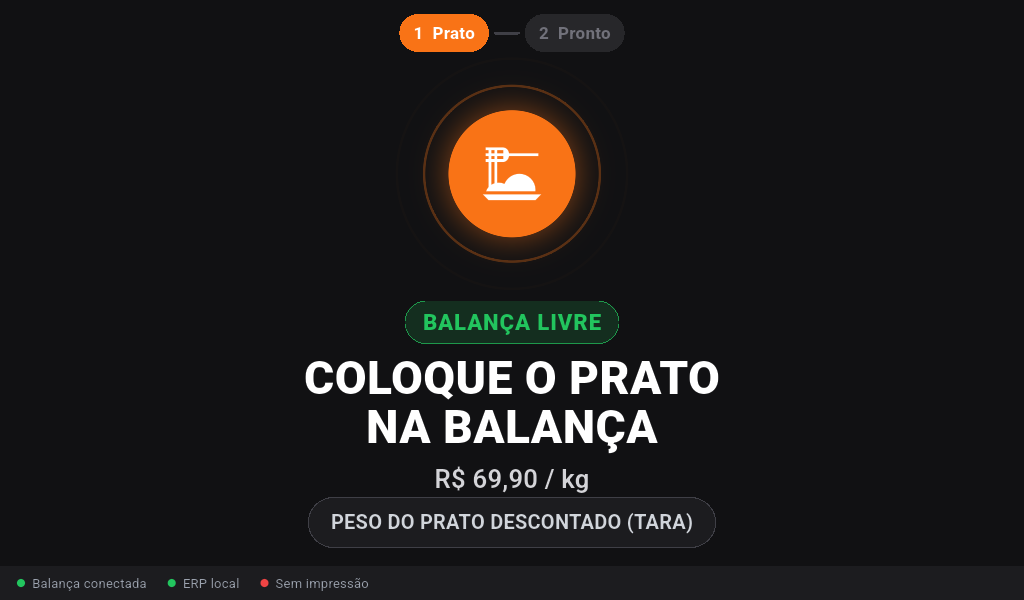 Balança self-service: Balança livre: coloca o prato