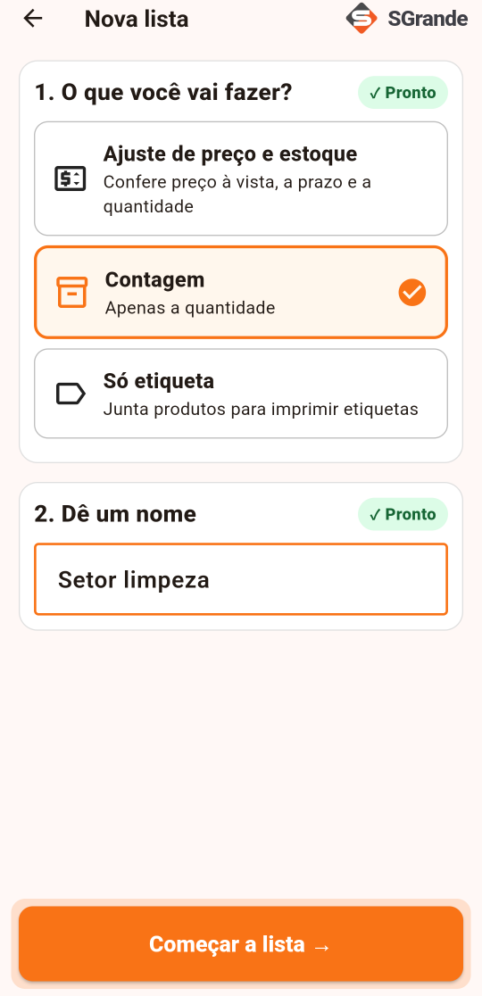 App de Estoque: Nova lista
